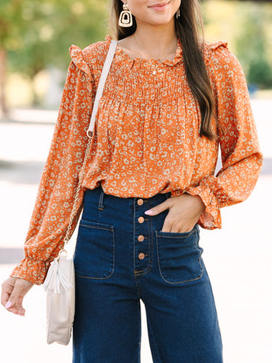 Rust Orange Floral Shirt