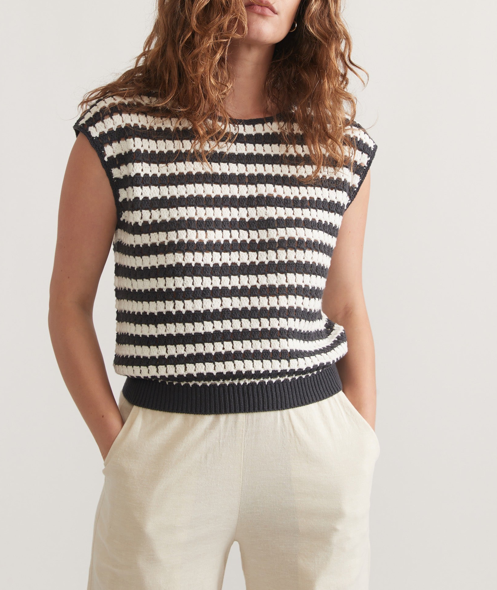 Black/White Stripe Faye Dolman Top