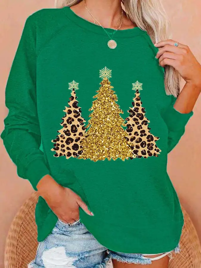 Women's Leopard   Tree Print Sweatshirt