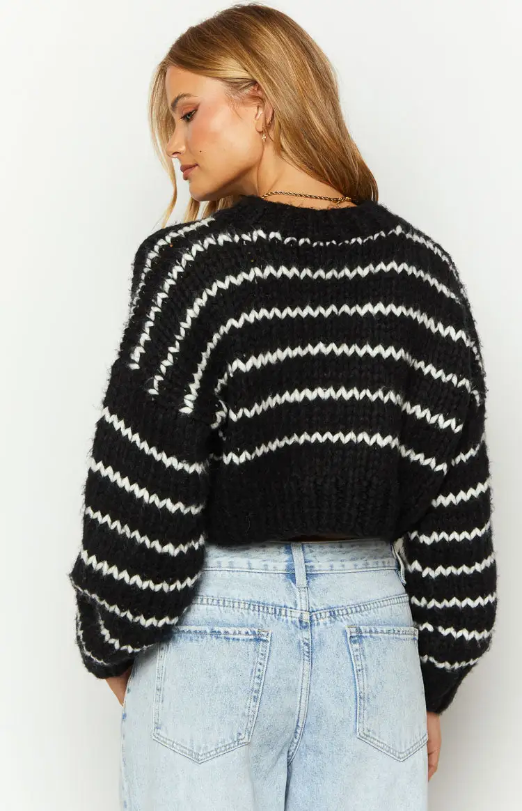 Belmont Black And White Striped Sweater