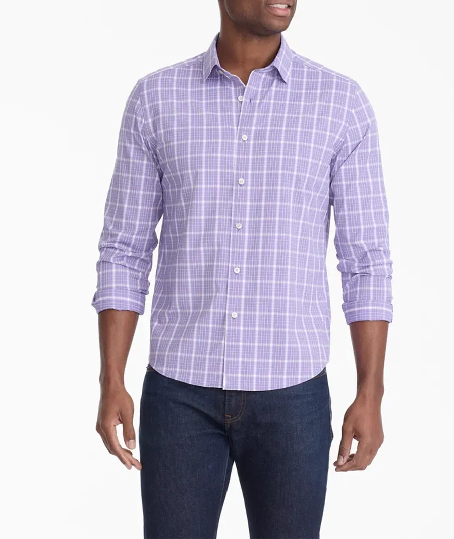 Men's Purple Plaid Business Shirt