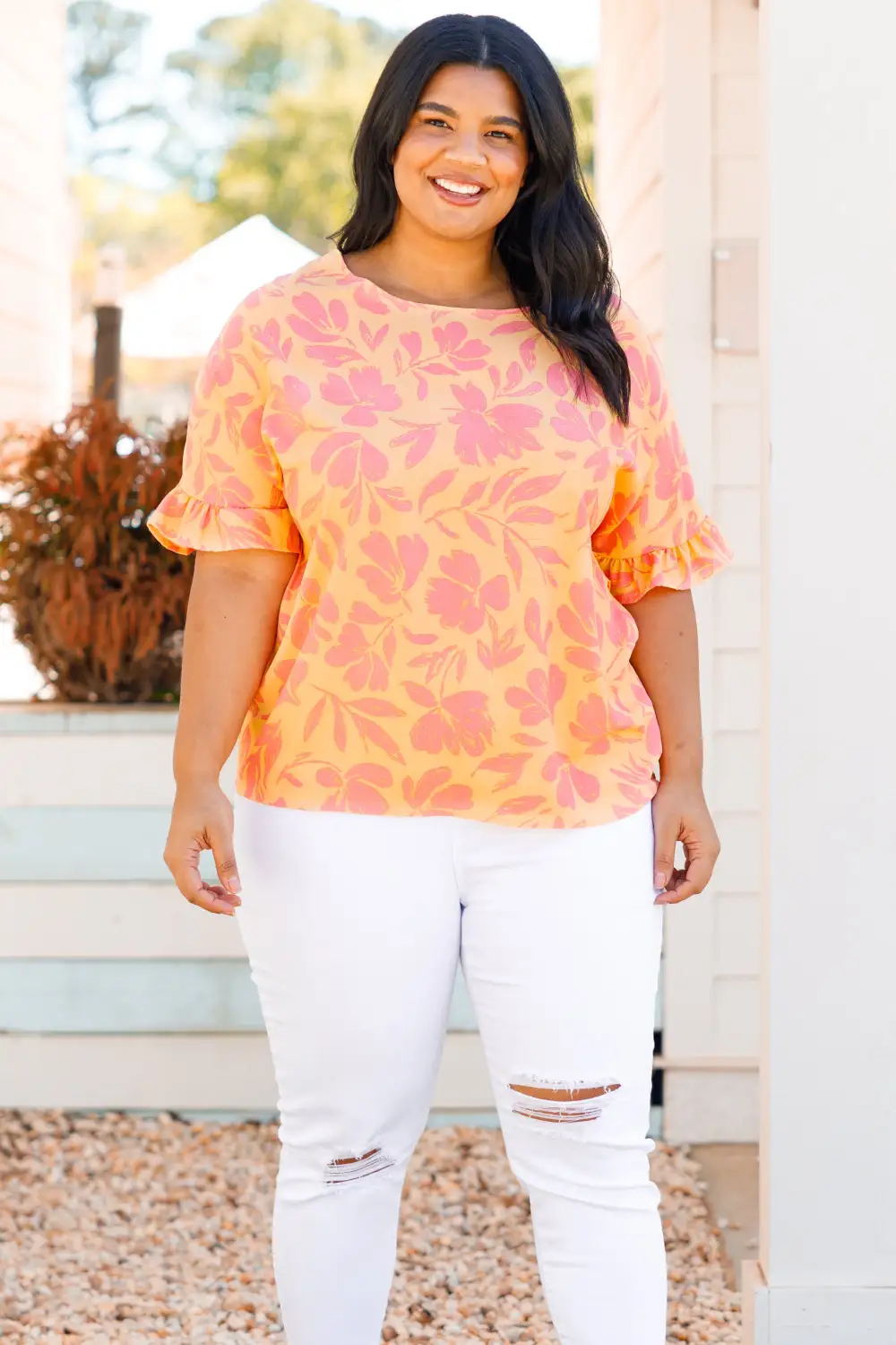 Still In Love With You Top, Apricot Floral