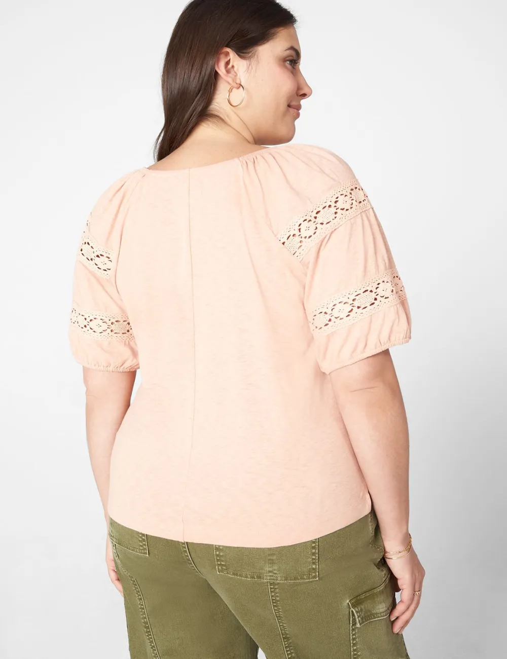 Crop Blouson-Sleeve V-Neck Tee