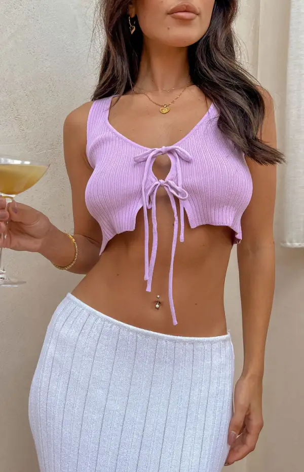 Fleur Lilac Tie Top