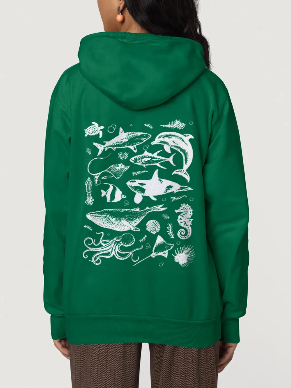 OCEAN CREATURES PATTERN HOODIE