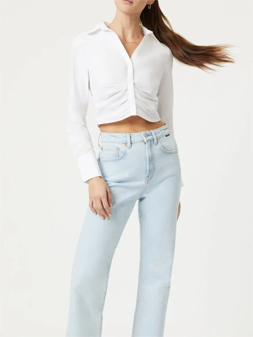 Cropped Button-Up Shirt