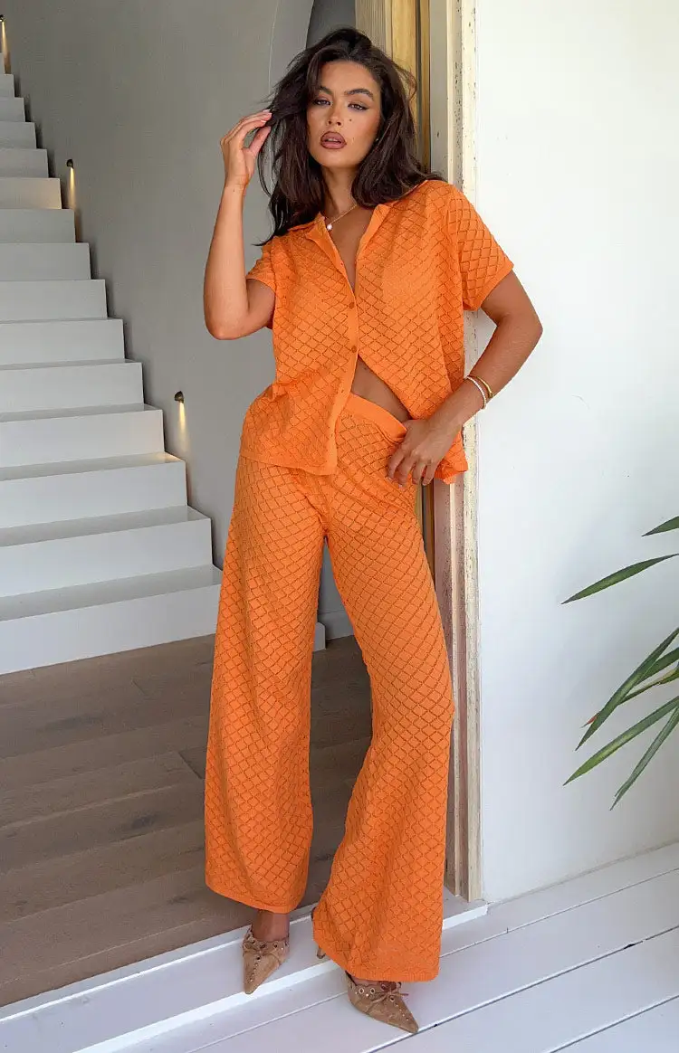 Zaida Orange Knit Pants