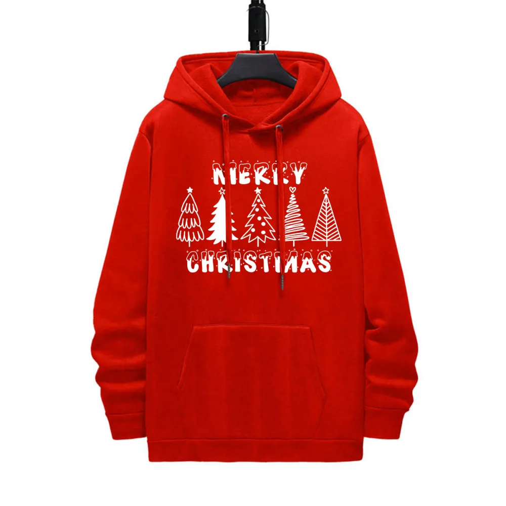 CHRISTMAS TREES DESIGNED PATTERN PRINTED HOODIE