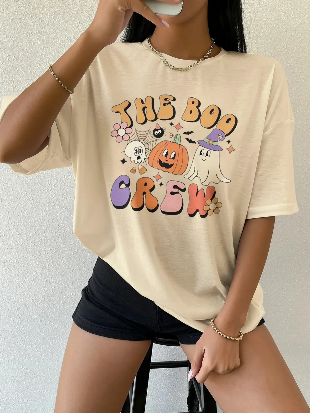 Women's Pumpkin English Halloween Printed T-shirt