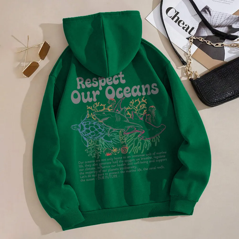 Sea turtle proteck our oceans Women's fashionable hoodie