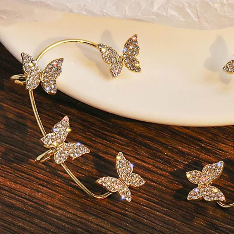 1pcs Full Rhinestone Butterfly Ear Climber