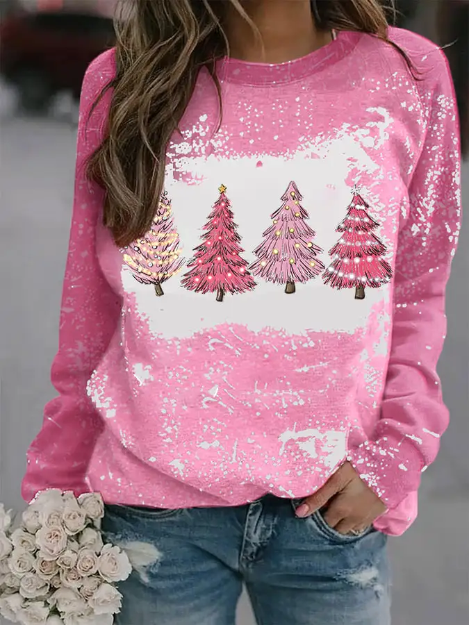 Women's Pink   Tree Print Sweatshirt