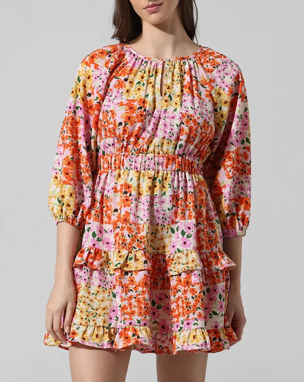 Multi-Colour Floral Mini Dress