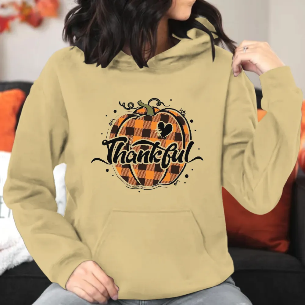 Thankful Pumpkin Printed Hoodie