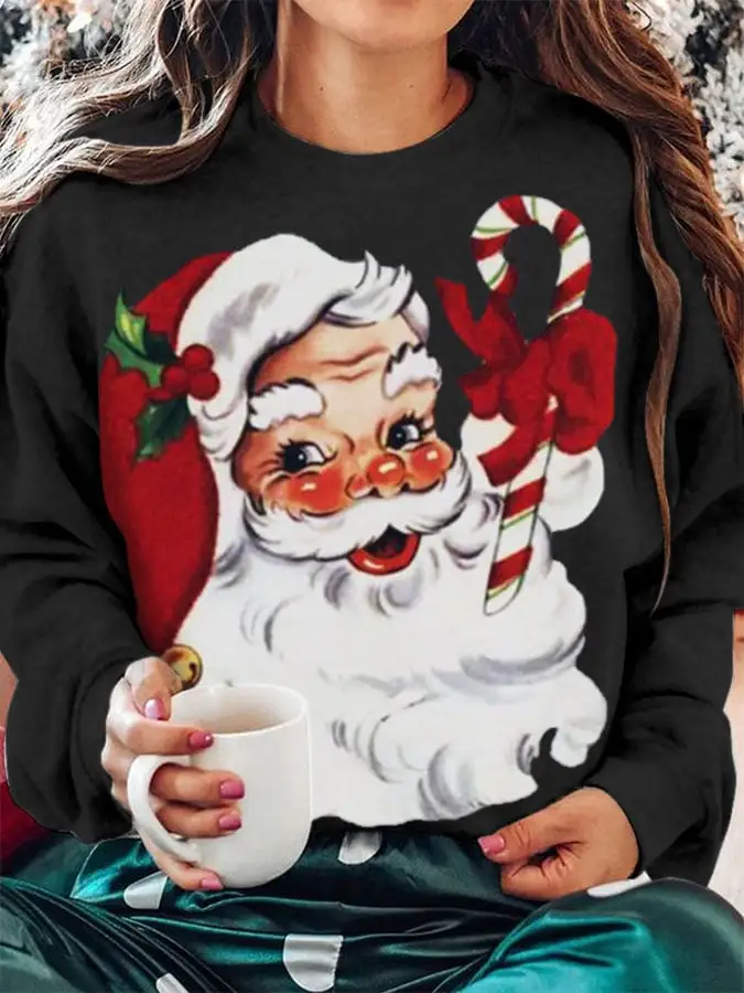 Women's Christmas Santa Print Sweatshirt