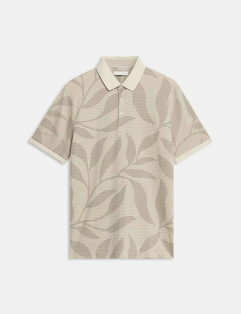 Pure Cotton Leaf Print Polo Shirt