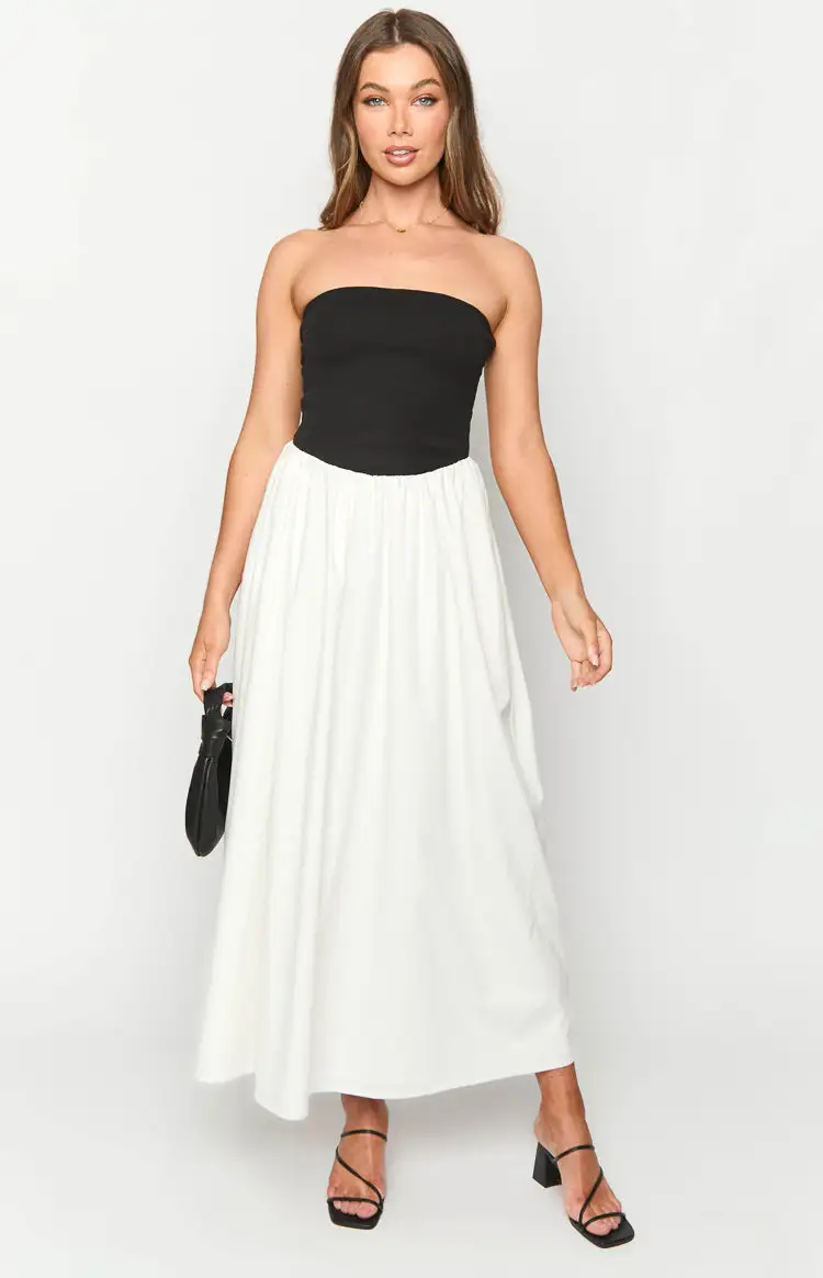 Wakerley Black Contrast Strapless Maxi Dress