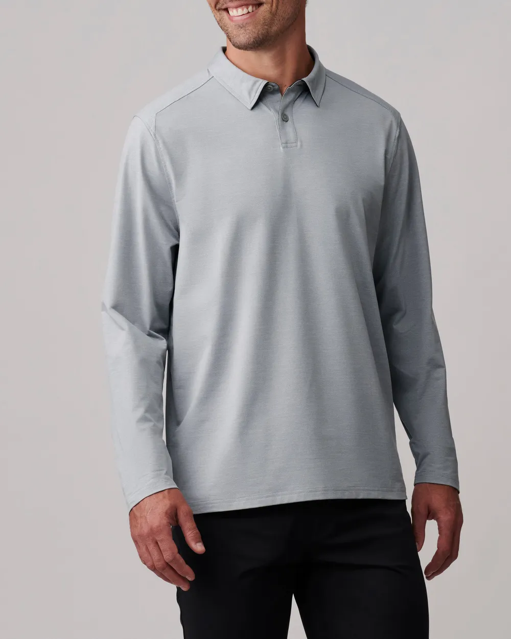 Long-Sleeve Cotton Polo Shirt For Men