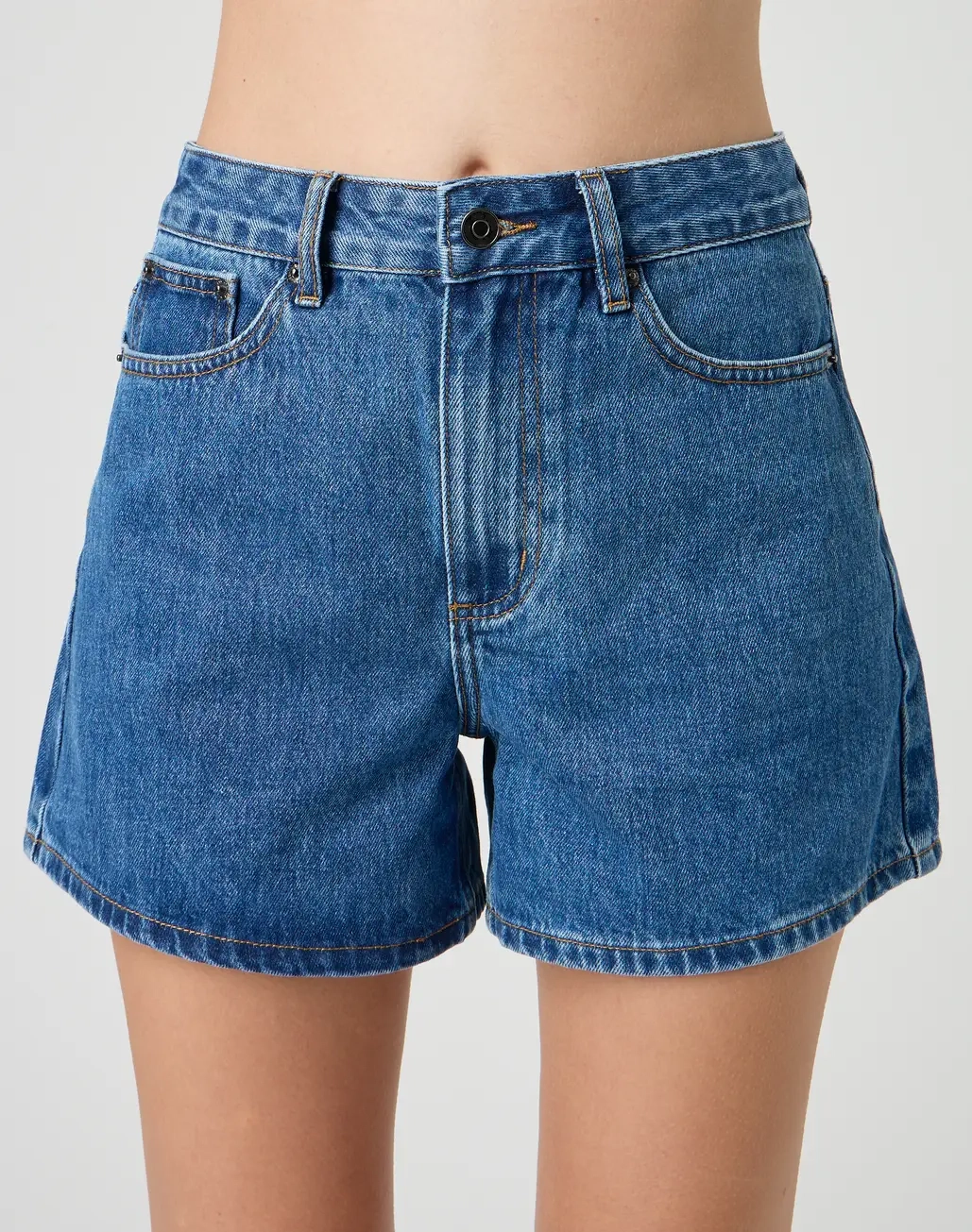 High Rise A Line Denim Short