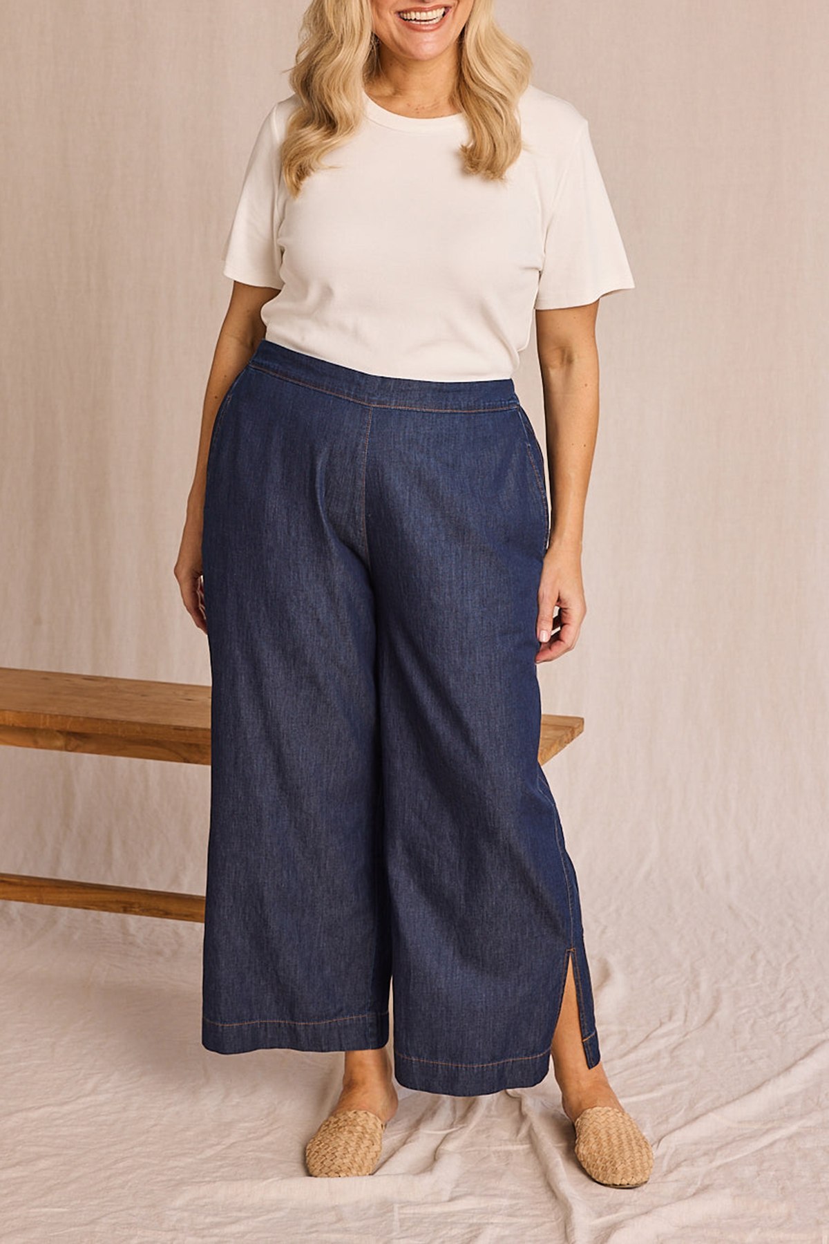 Camille Chambray Pant in Dark Wash