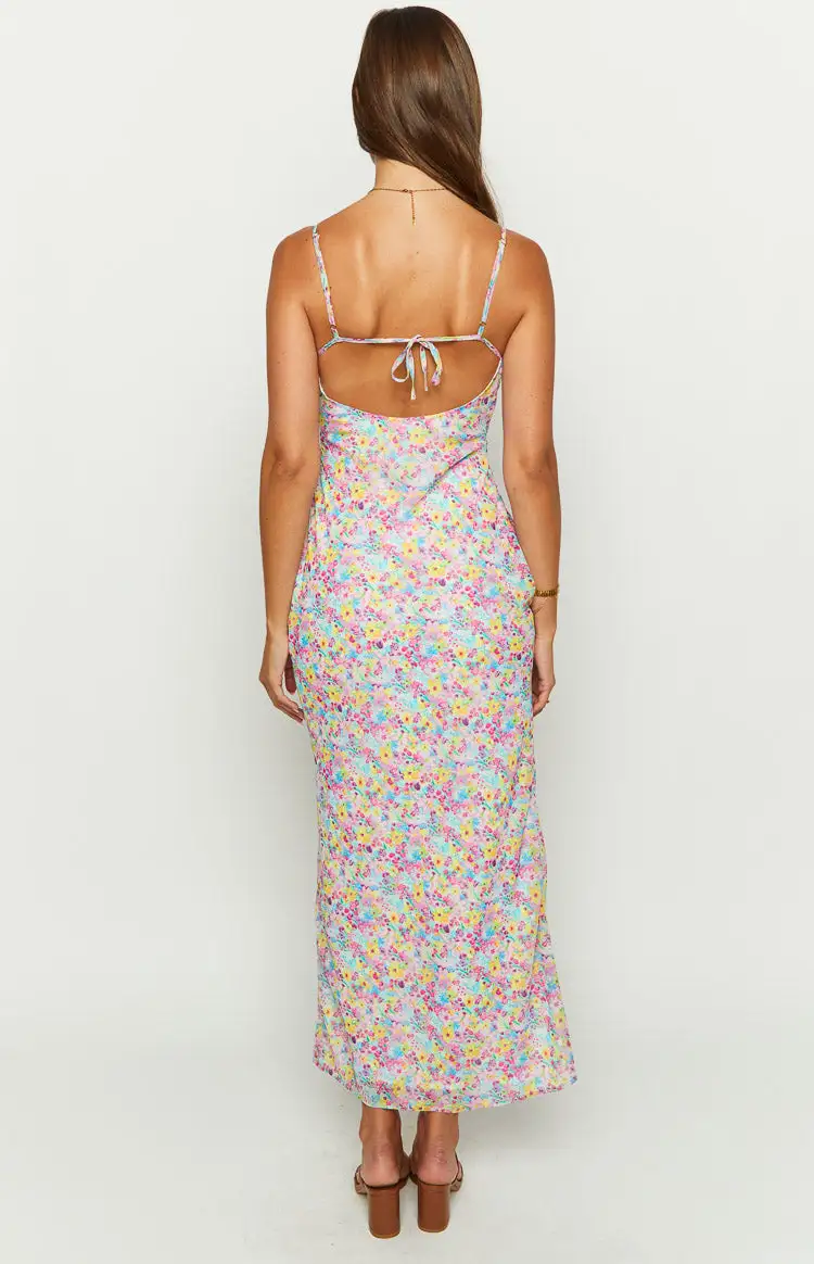 Good Days Painted Floral Pink Maxi Dress