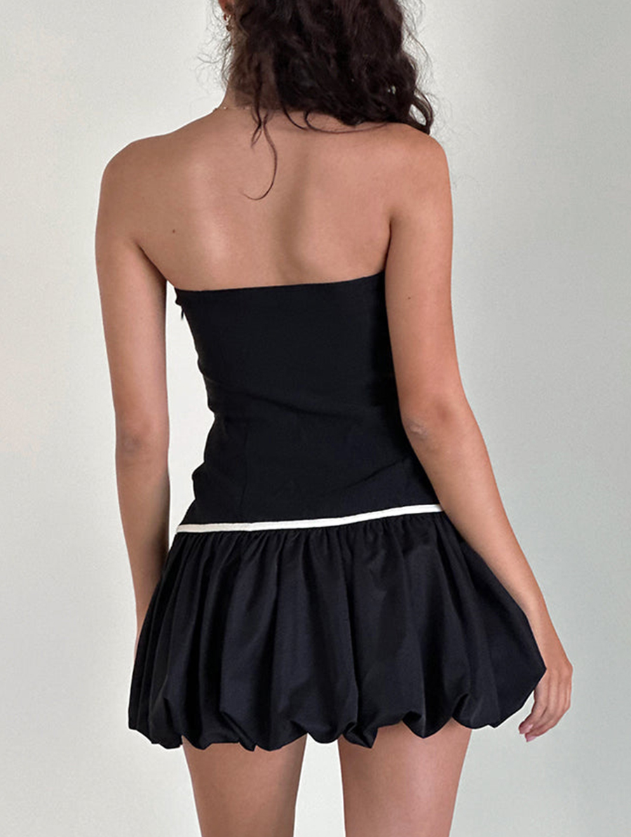 Klaita Puffball Mini Dress In Black