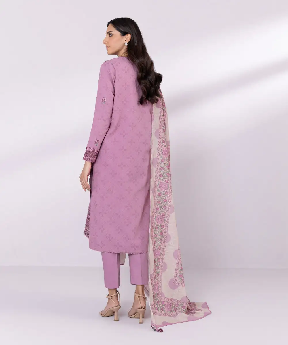 3 Piece - Embroidered Jacquard Suit