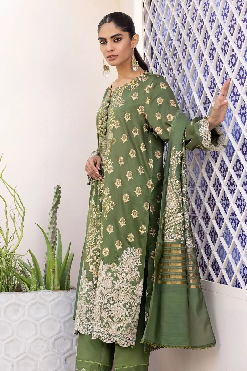 3 Piece Kurta Embroidered | Dupatta& Bottom & Tops | Color green