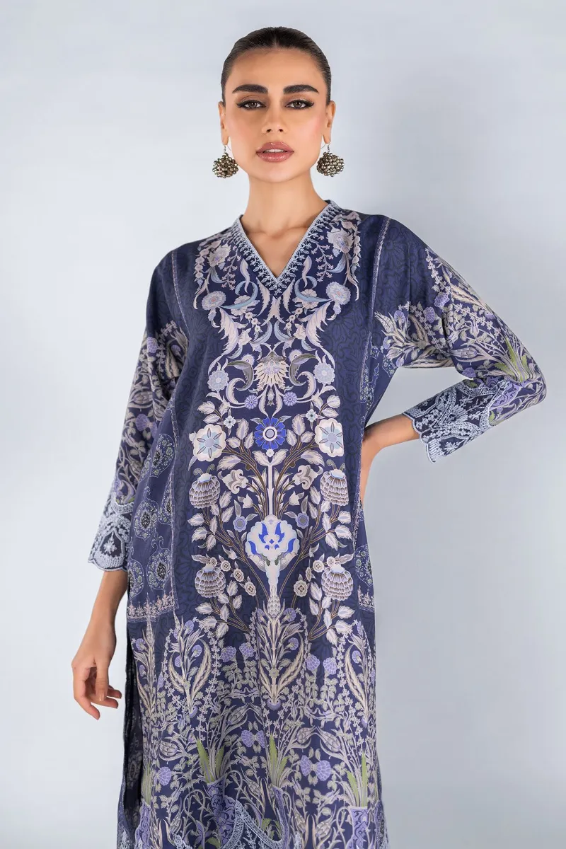 2 Piece Kurta | Embroidered & Pants Dark blue