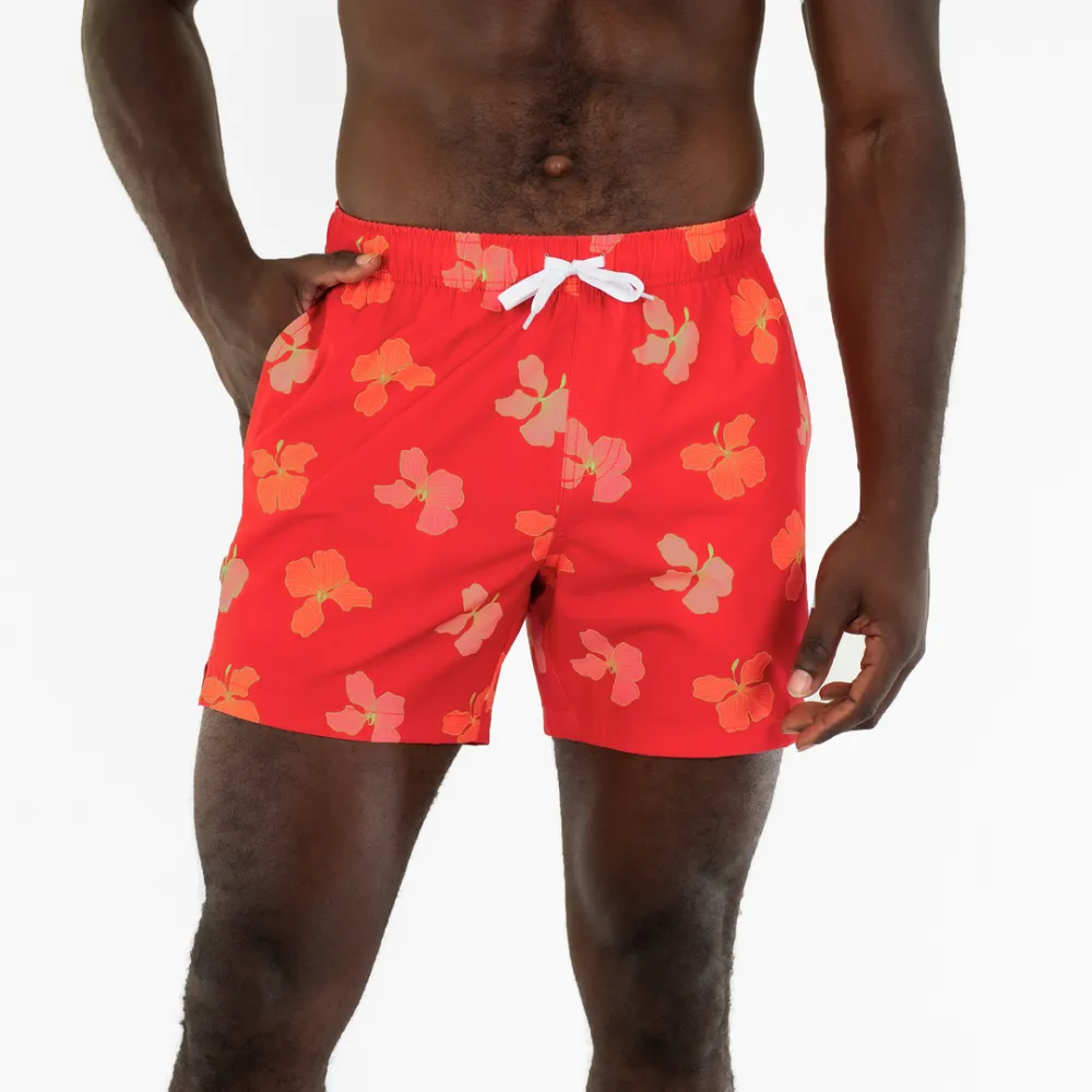 Floral Print Swim-Red