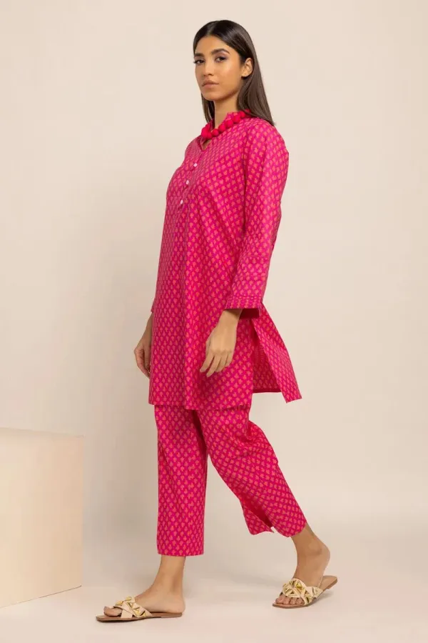 2 Piece | Kurta & Pants | Color Dark Pink