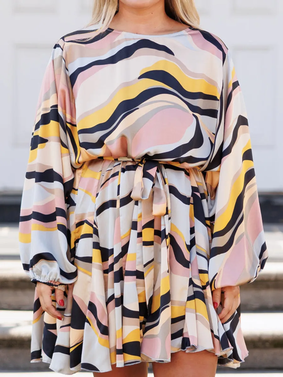 Contrast printed loose fitting dress