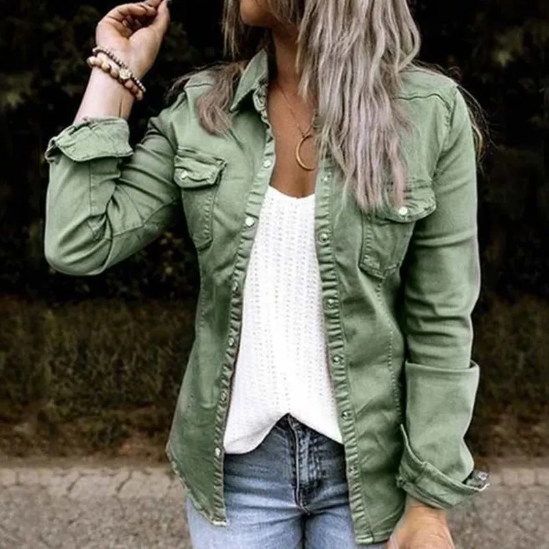 Solid Color Long Sleeve Casual Jacket