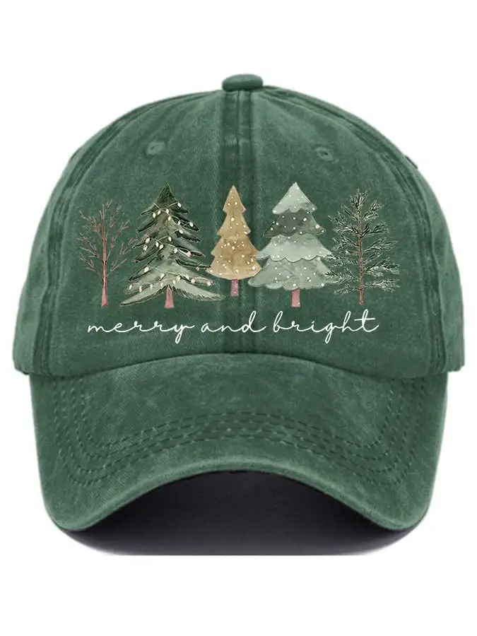 Women's Casual Merry And Bright Print Baseball Cap