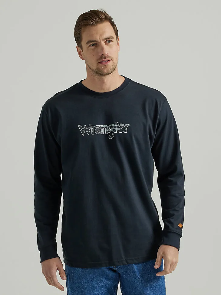 WRANGLER® FR FLAME RESISTANT LONG SLEEVE LOGO GRAPHIC T-SHIRT IN BLACK