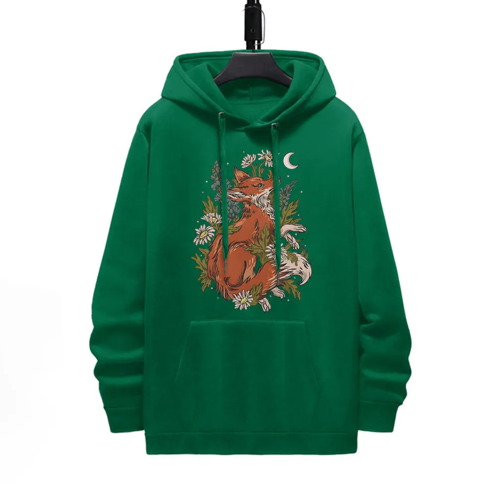 PRETTY FOX PATTERN PRINTED HOODIE