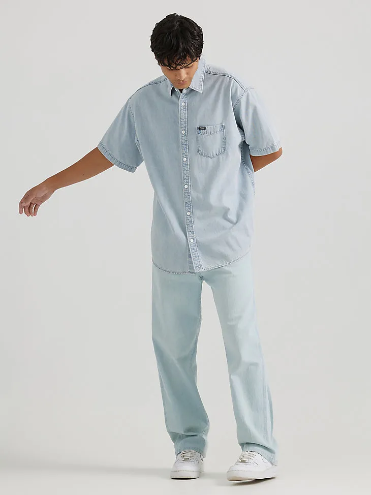 MEN'S DENIM SHORT SLEEVE SHIRT IN BLUE GRAMMER