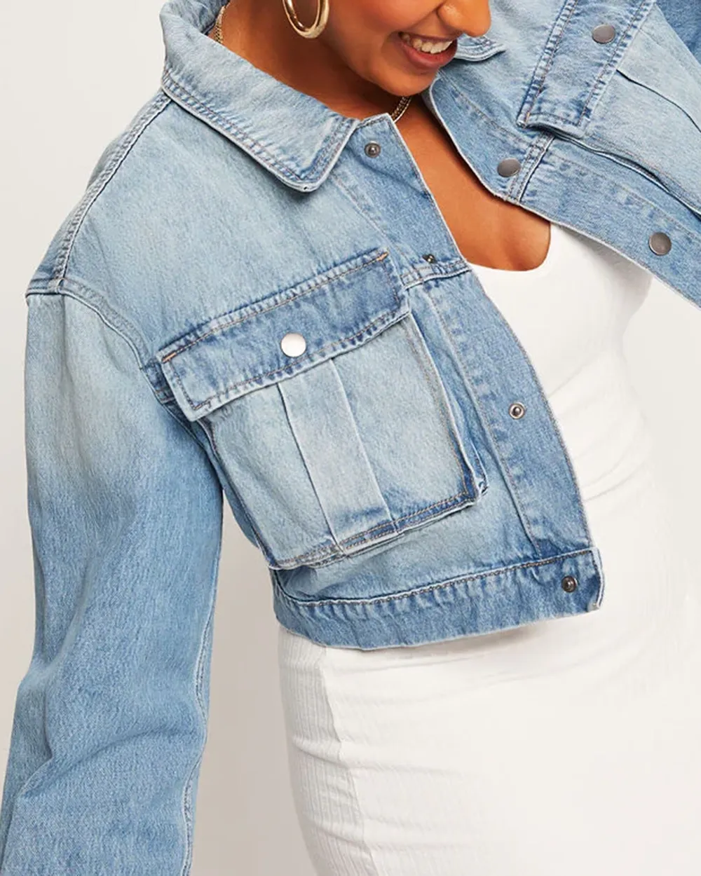 River Crop Denim Utility Jacket