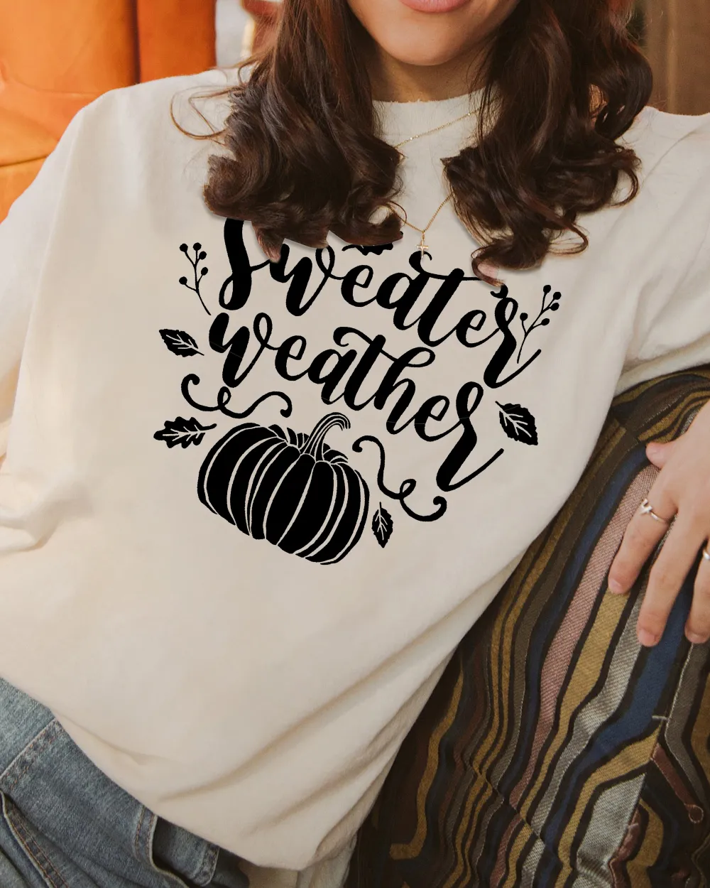 Women's Pumpkin Letter Printed T-shirt