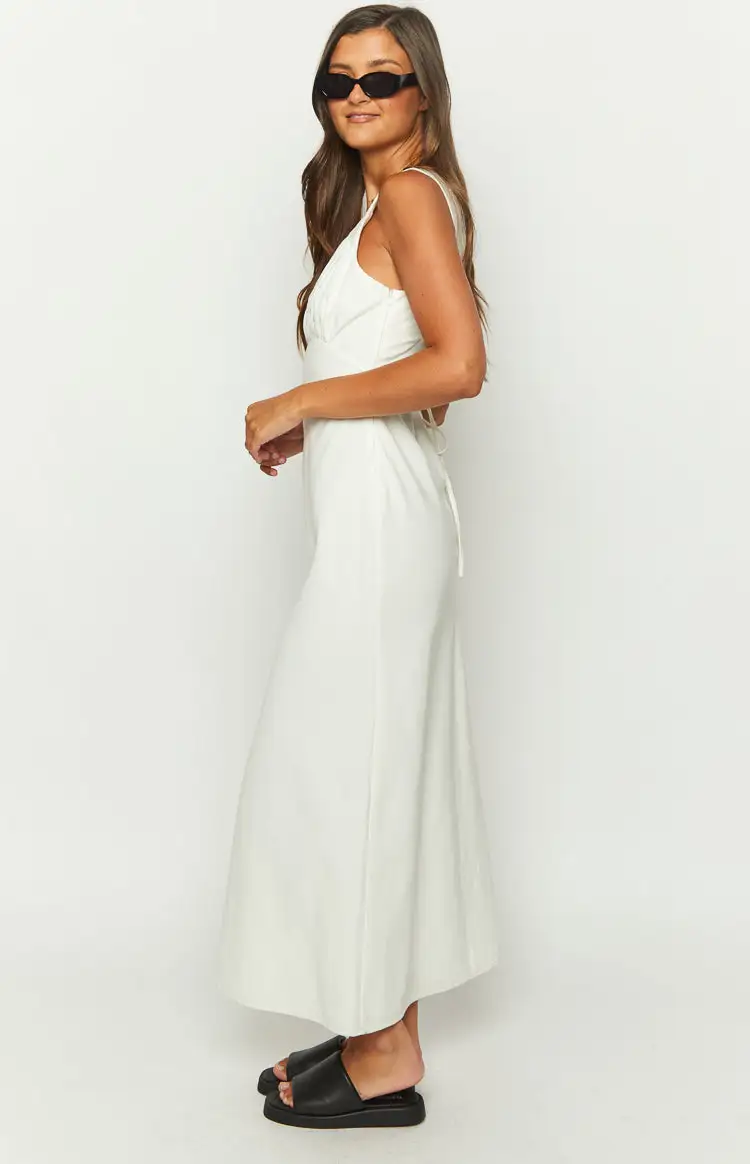 Verlaine White Linen Blend Maxi Dress