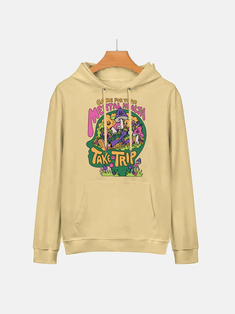 CARE FOR YOUR MENTAL HEALTH PATTERN PRINTED HOODIE