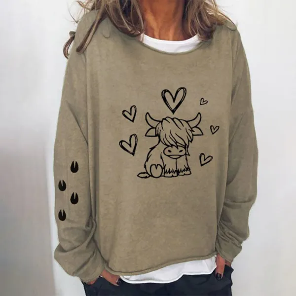 Women's Lovely Highland Cow Casual Sweatshirt