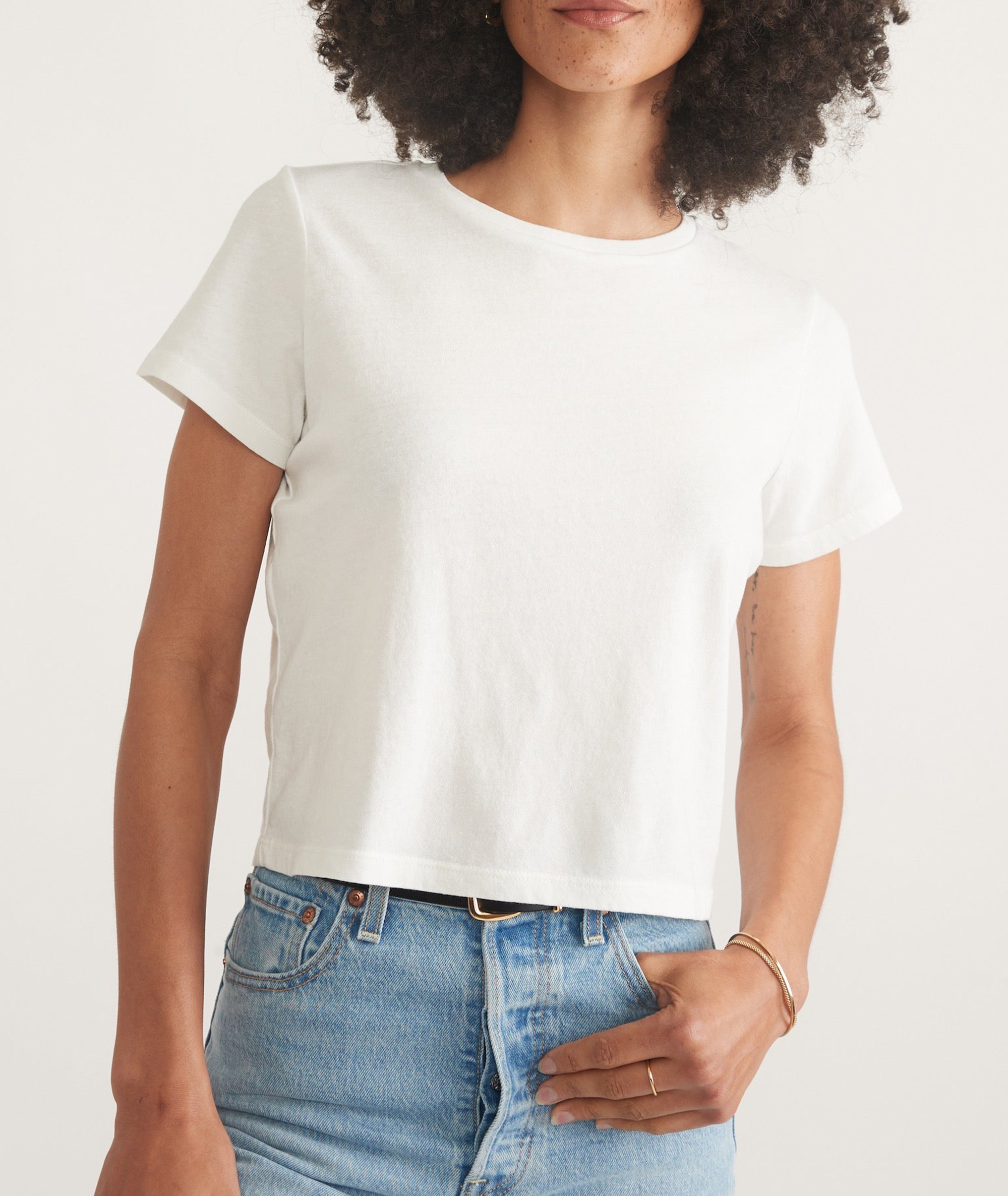 White Easy Crew Crop Tee