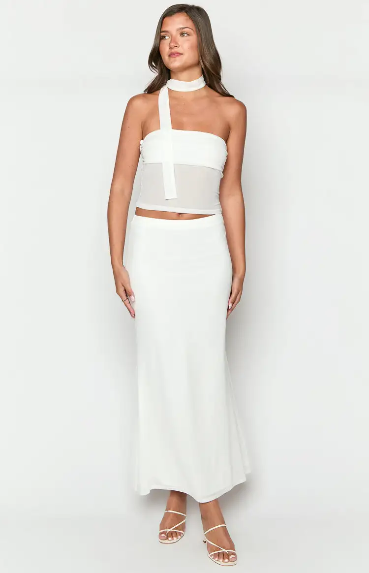 Luna White Maxi Skirt