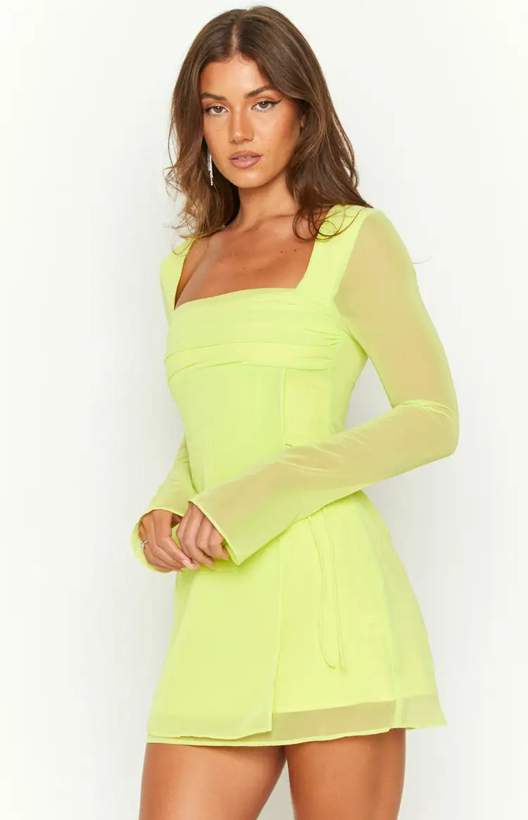 Lucy Lime Long Sleeve Mini Dress