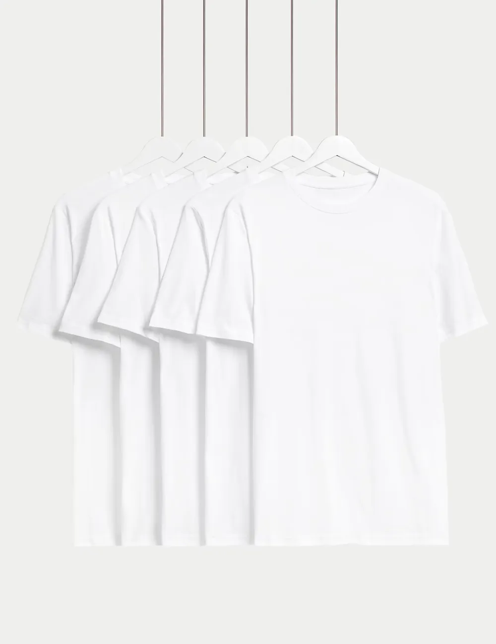 5pk Pure Cotton Crew Neck T-Shirts