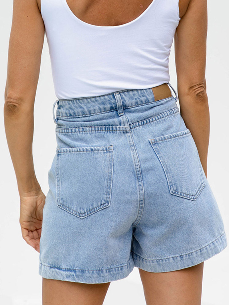 High-Rise Denim Shorts  Light Wash