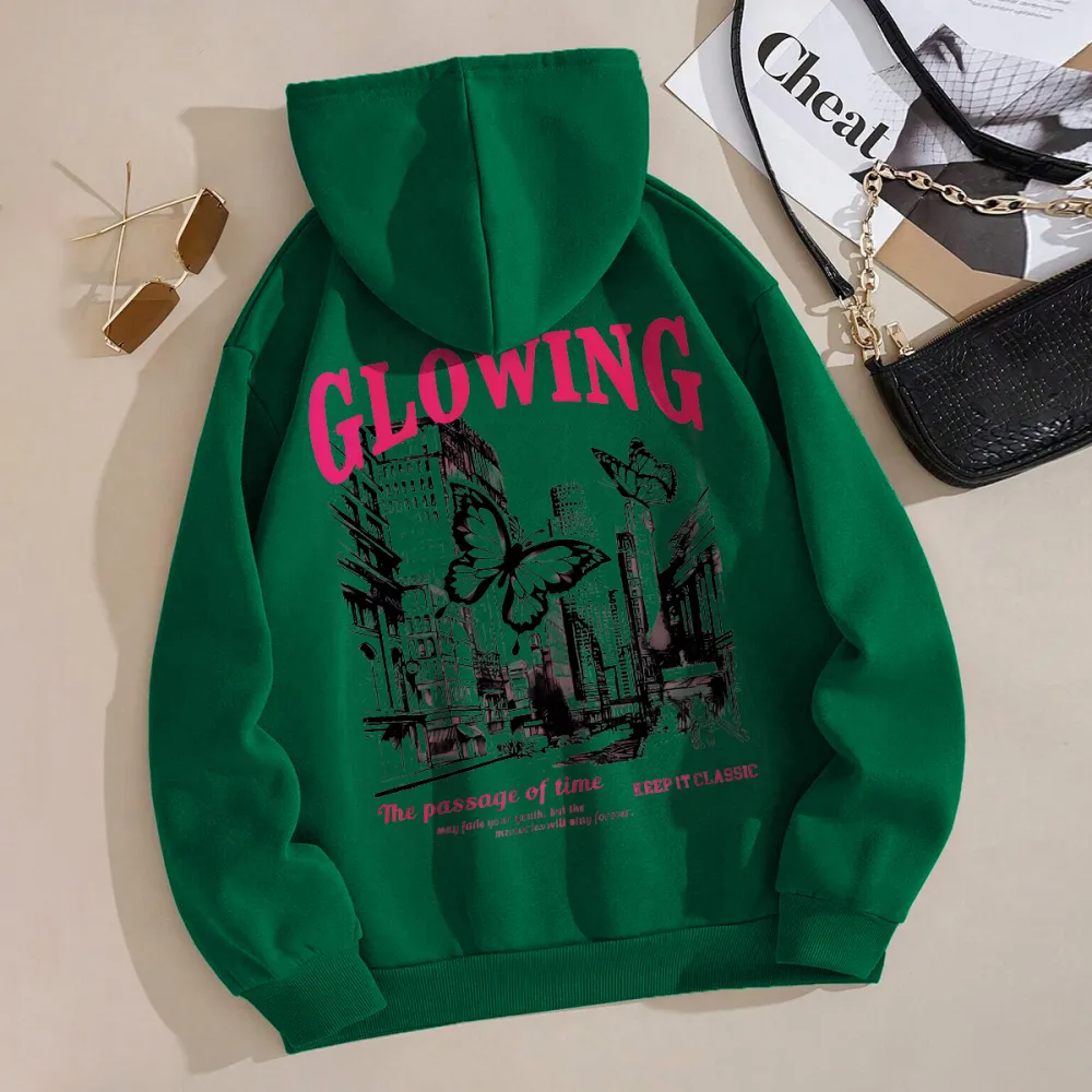 glowing Butterfly City women's fashion hoodie