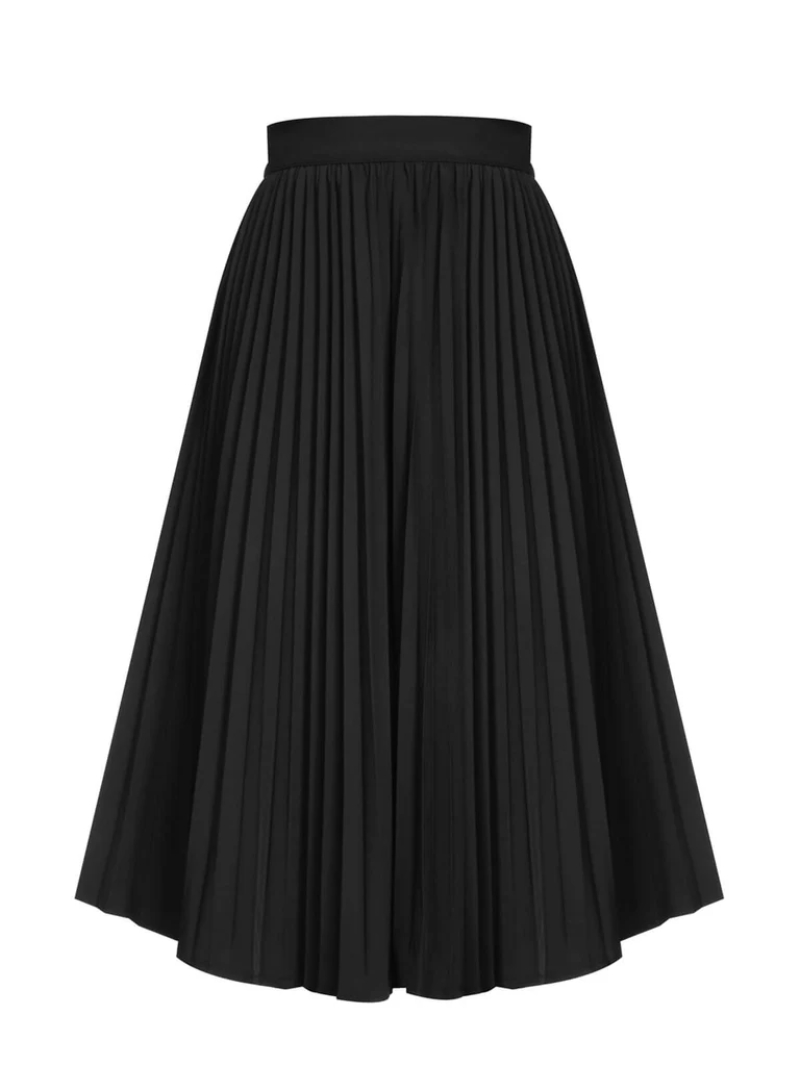 BLACK 1950S ELEGANT PLEATED SKIRT