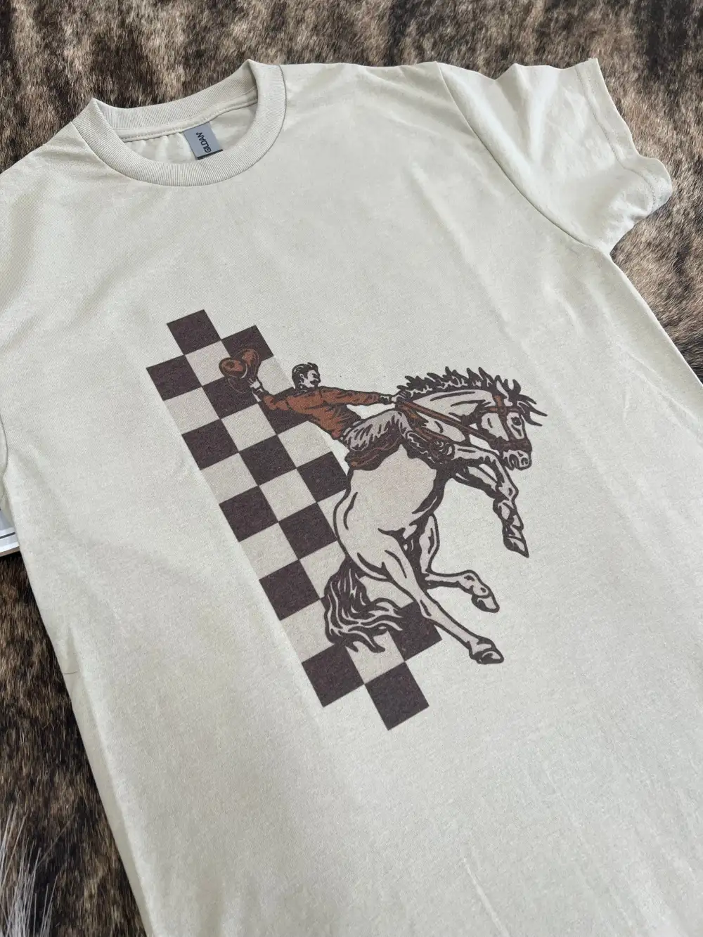 Checker Bronc T-Shirt-Sand